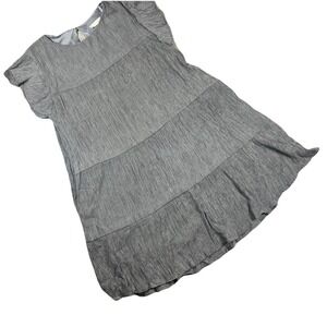 ALTAR'D STATE Gray‎ Textured Gauze  Flutter Sleeve TIERED A-Line Dress M Flowy